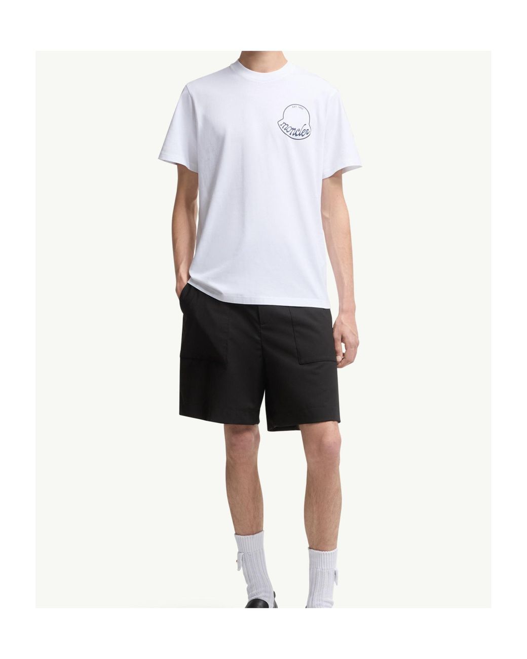 Moncler White Logo Printed Crewneck T-Shirt for men