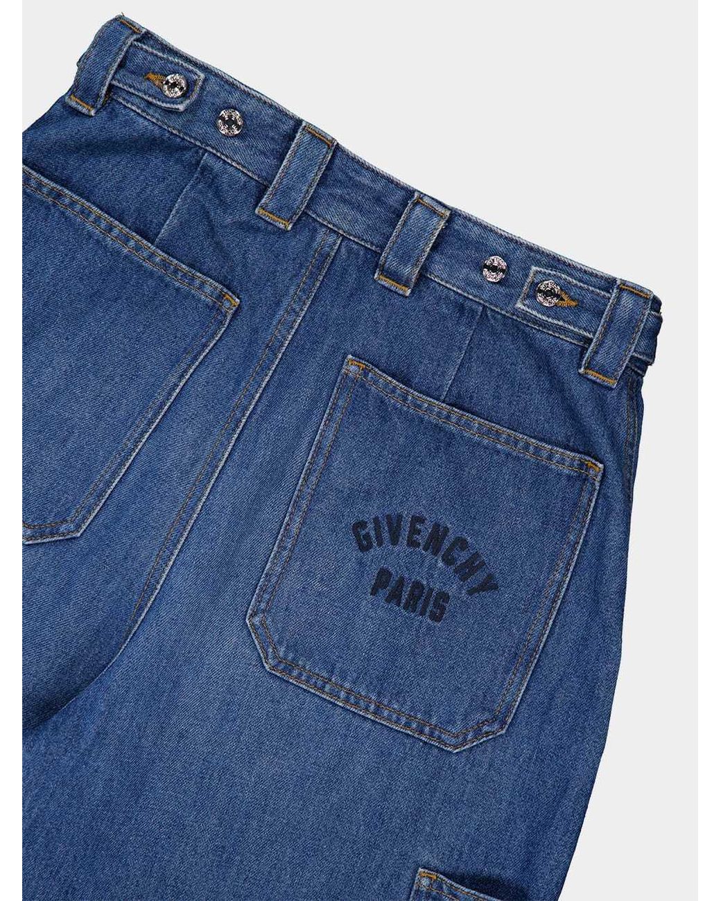 Givenchy Blue Cropped Utility Denim Jeans