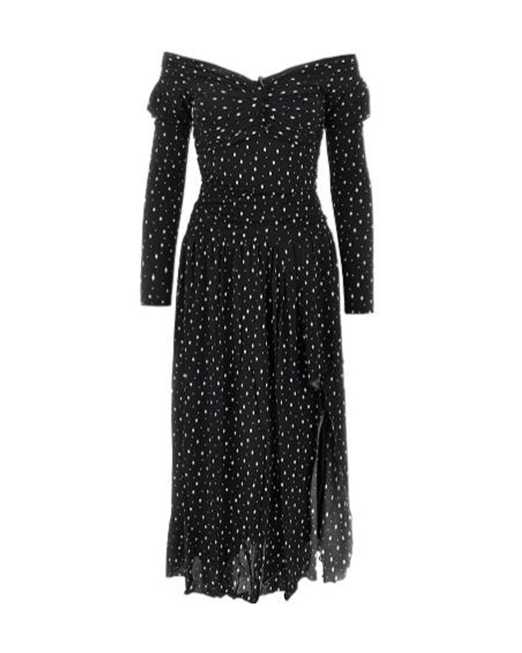 Isabel Marant Black X Giovana Off-Shoulder Slit Detailed Dress