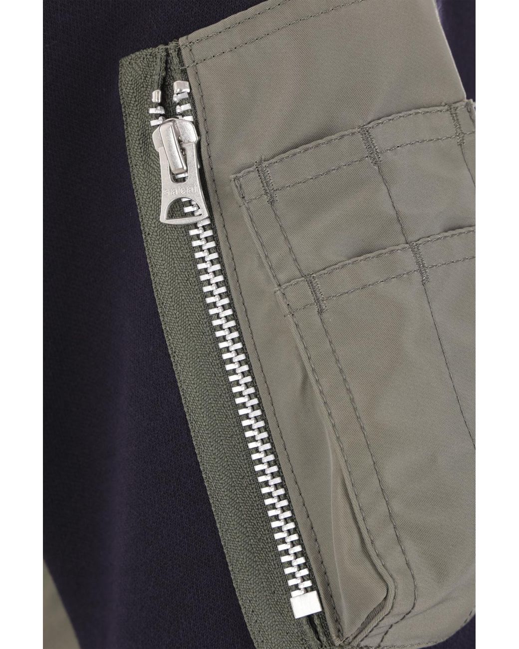 Sacai Blue Panelled Drawstring Hoodie for men