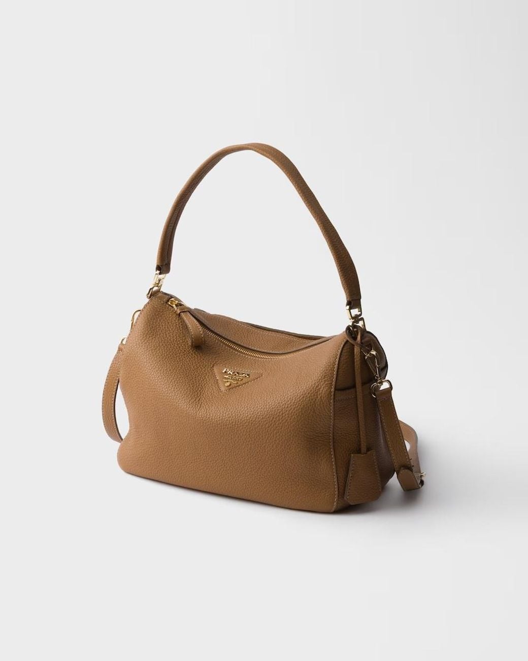 Prada Brown Zip-Up Medium Shoulder Bag