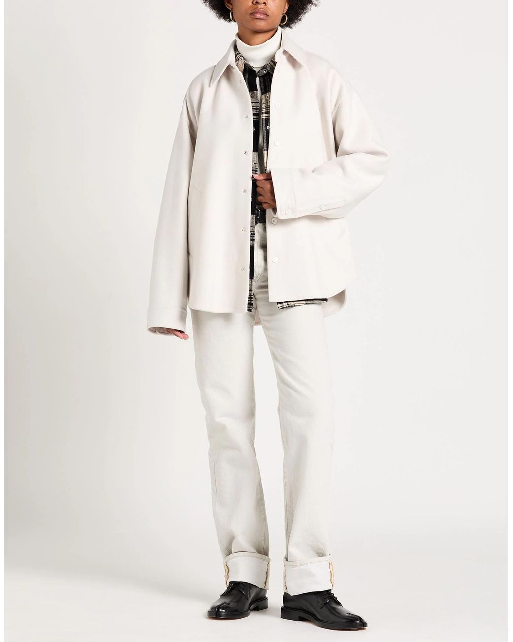 Balenciaga White Minimalist Single-Breasted Coat