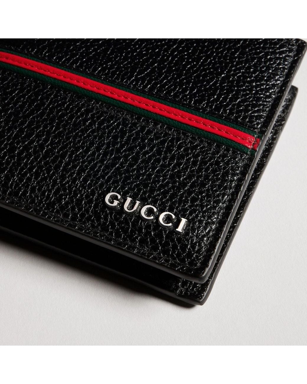 Gucci Black Bi-Fold Coin Wallet With Web for men