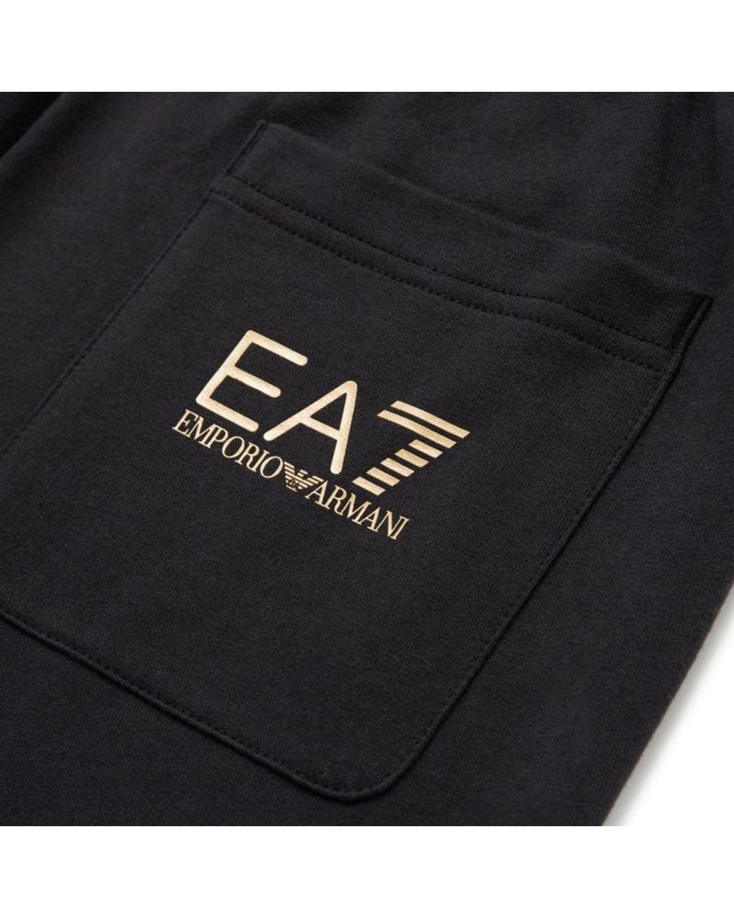 EA7 Black Elastic Waist Casual Pants for men