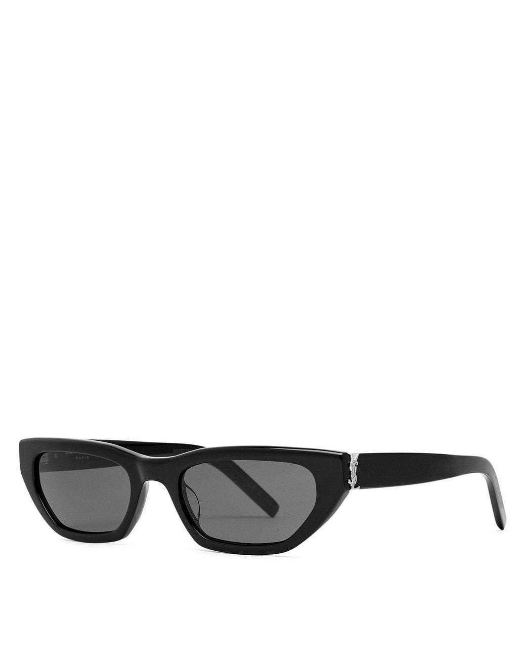 Saint Laurent White Cat-Eye Narrow-Frame Sunglasses for men