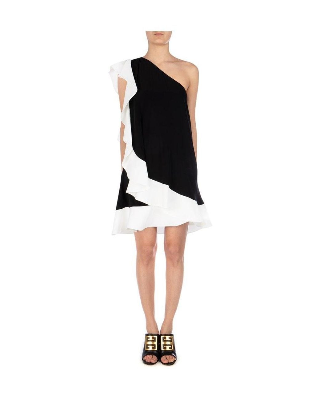Givenchy Black One Shoulder Ruffle Dress