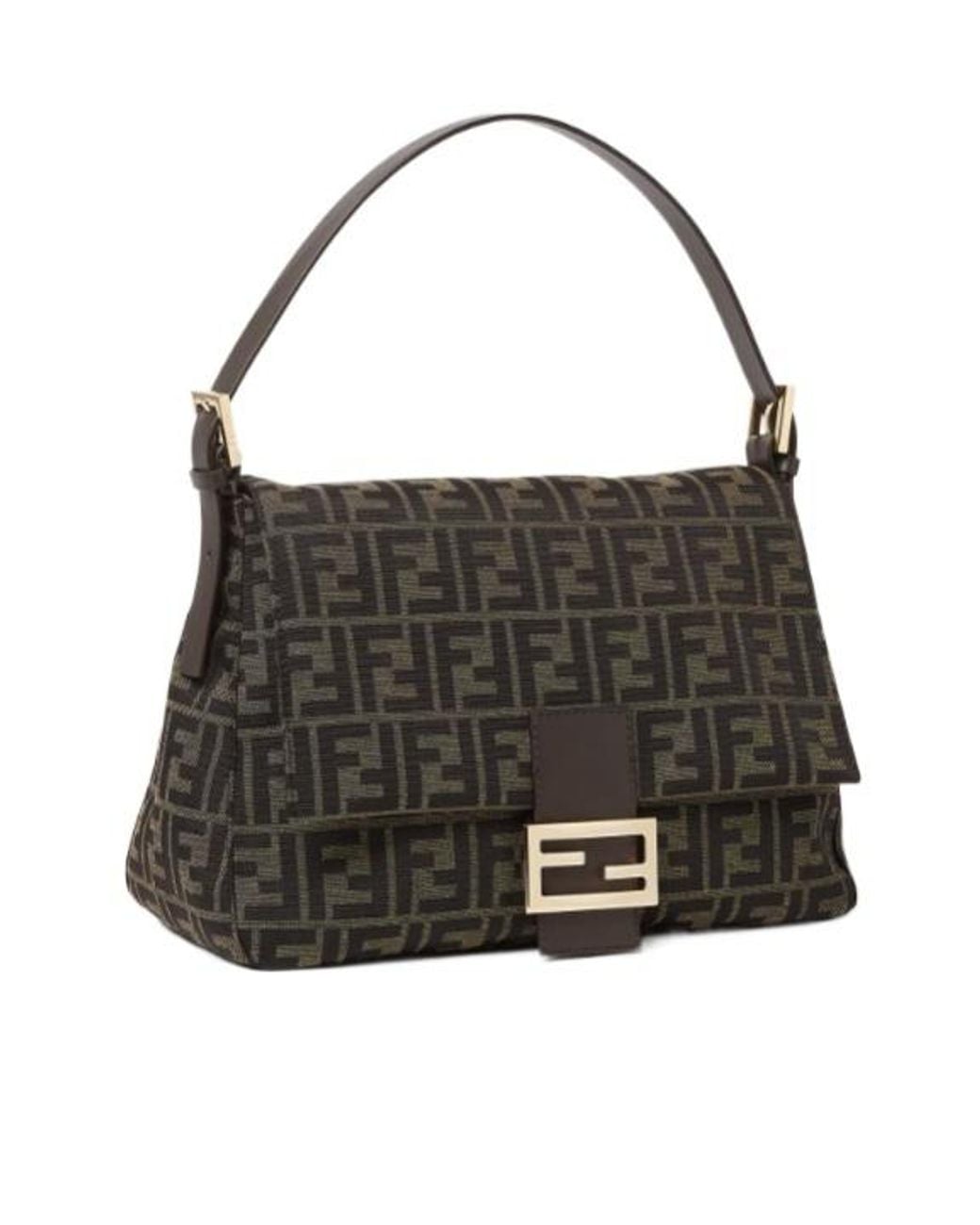 Fendi Black Ff Zucca Jacquard Fabric Bag