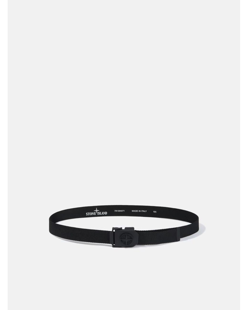 Stone Island Black Logo Buckle Belt for men