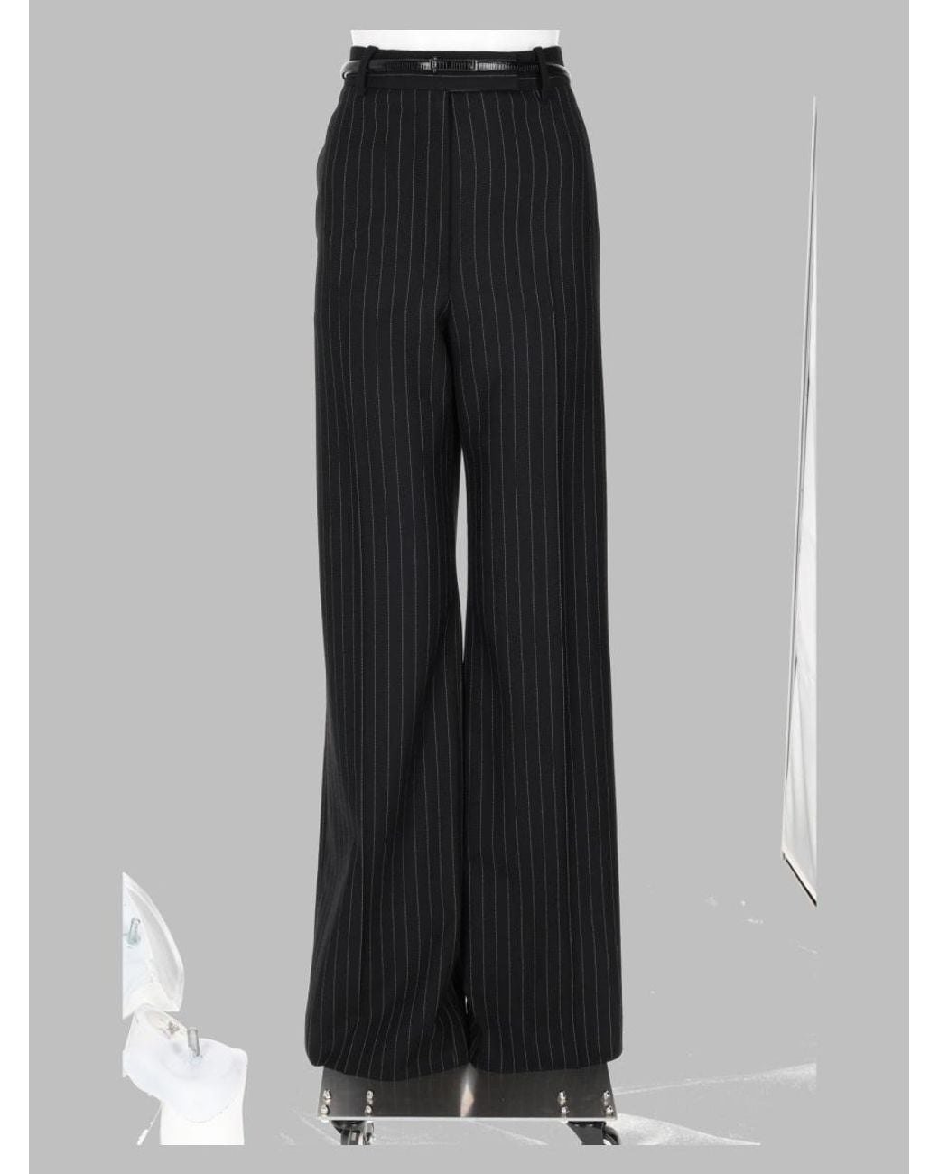 Tom Ford Black Pinstripe Wide-Leg Pants