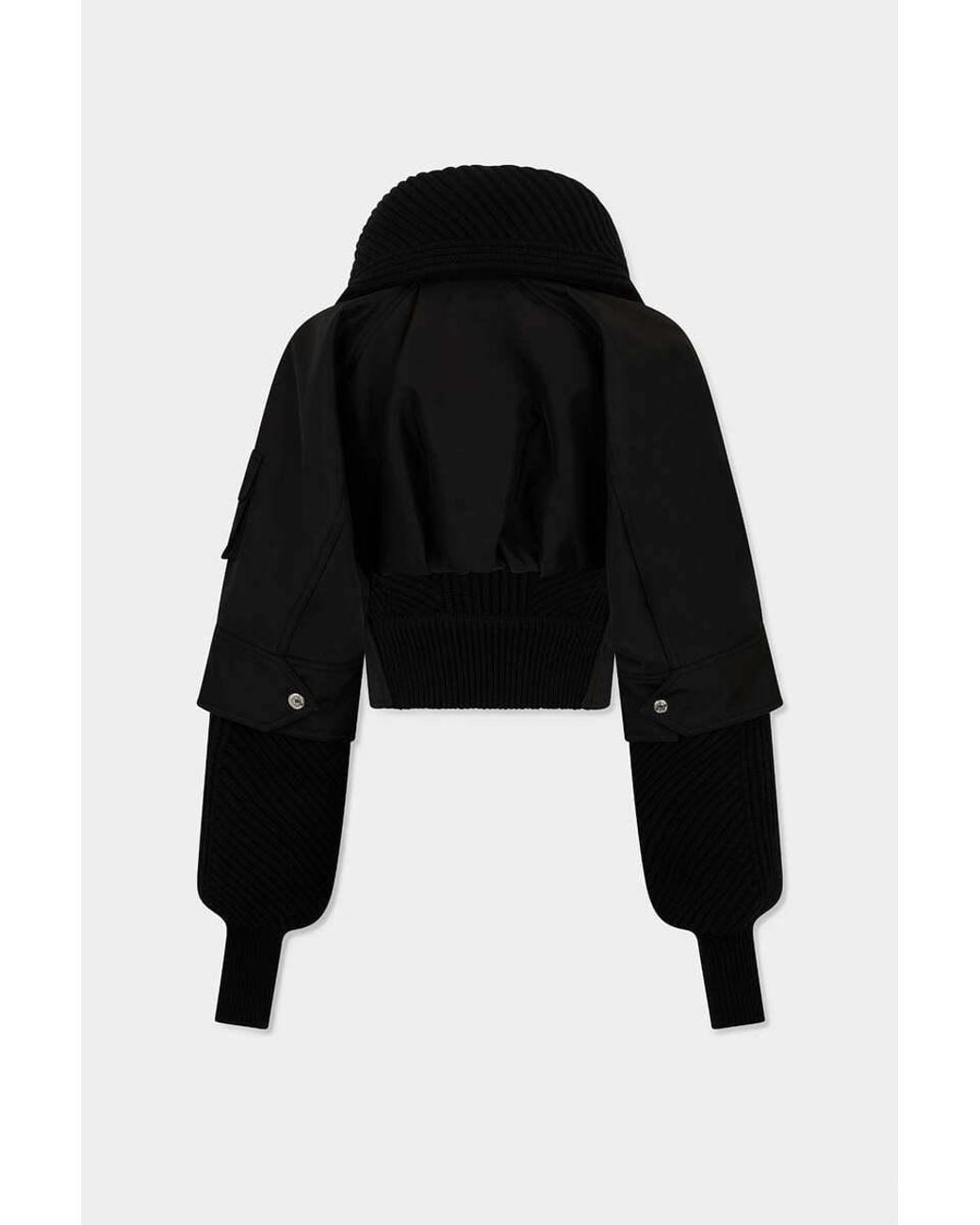 DSquared² Black Ribbed Zip-Up Cropped Jacket