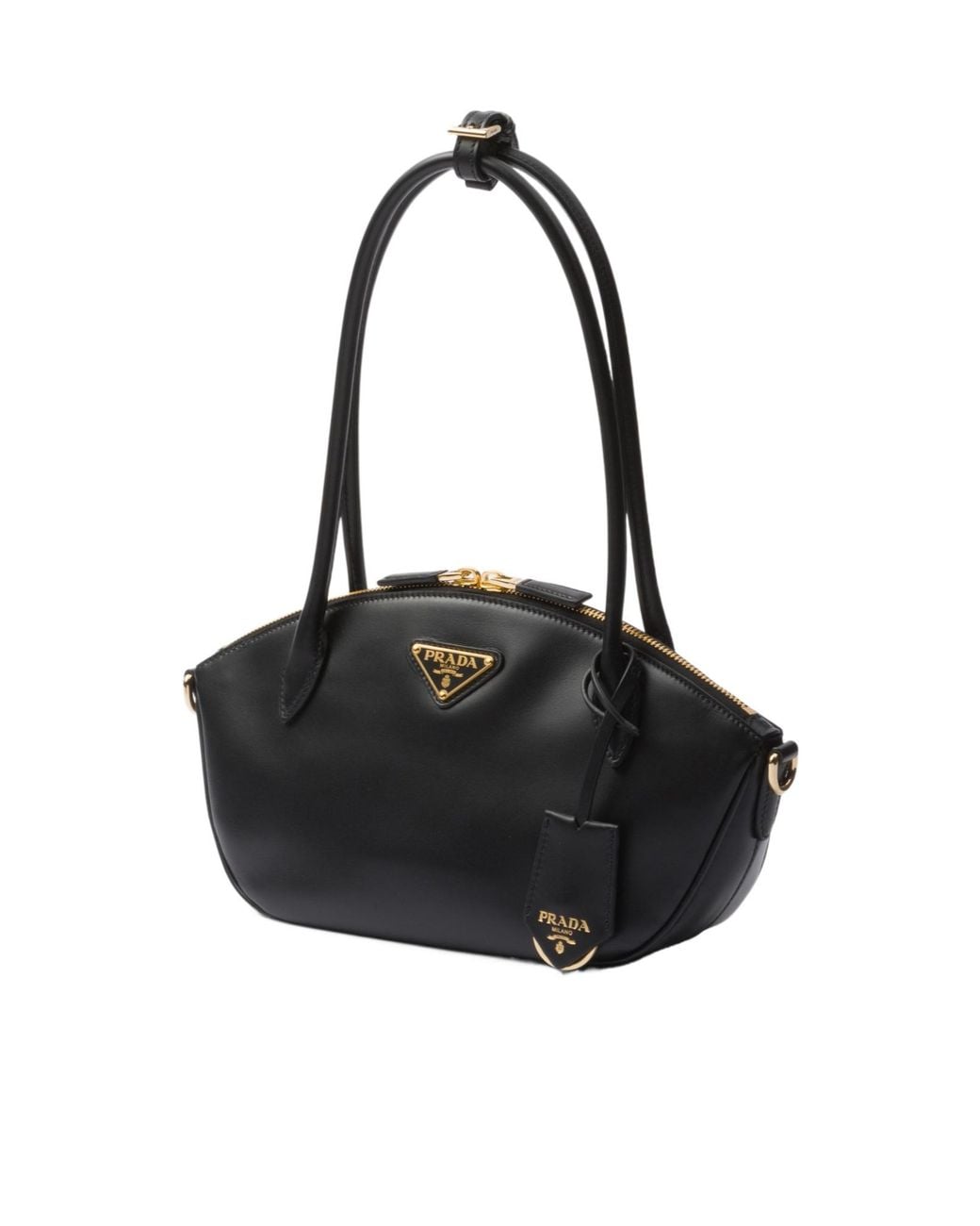 Prada Black Logo Plaque Tote Bag