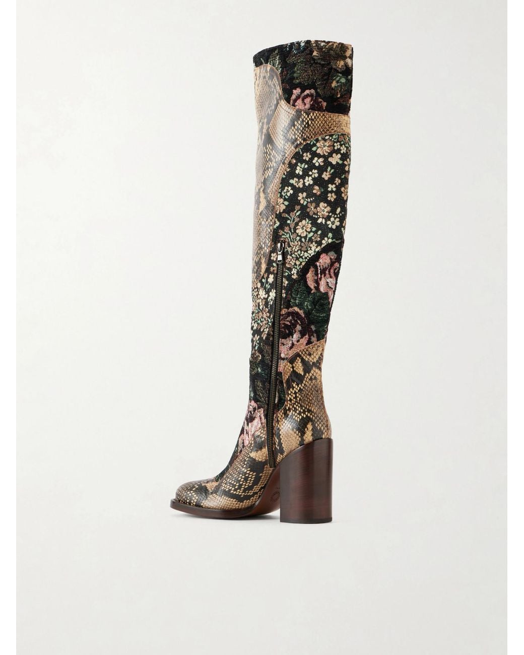 Dries Van Noten Black Patchwork Leather Boots