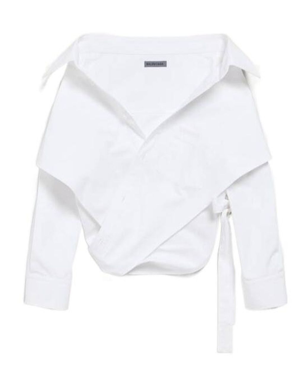 Balenciaga White Off-Shoulder Wrap Shirt