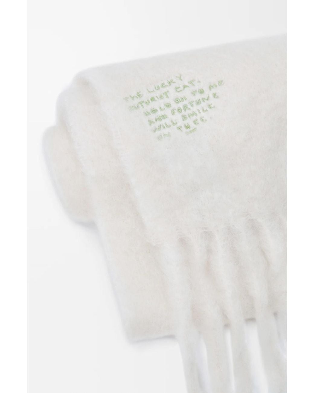 Loewe White Logo Patch Fringed Scarf