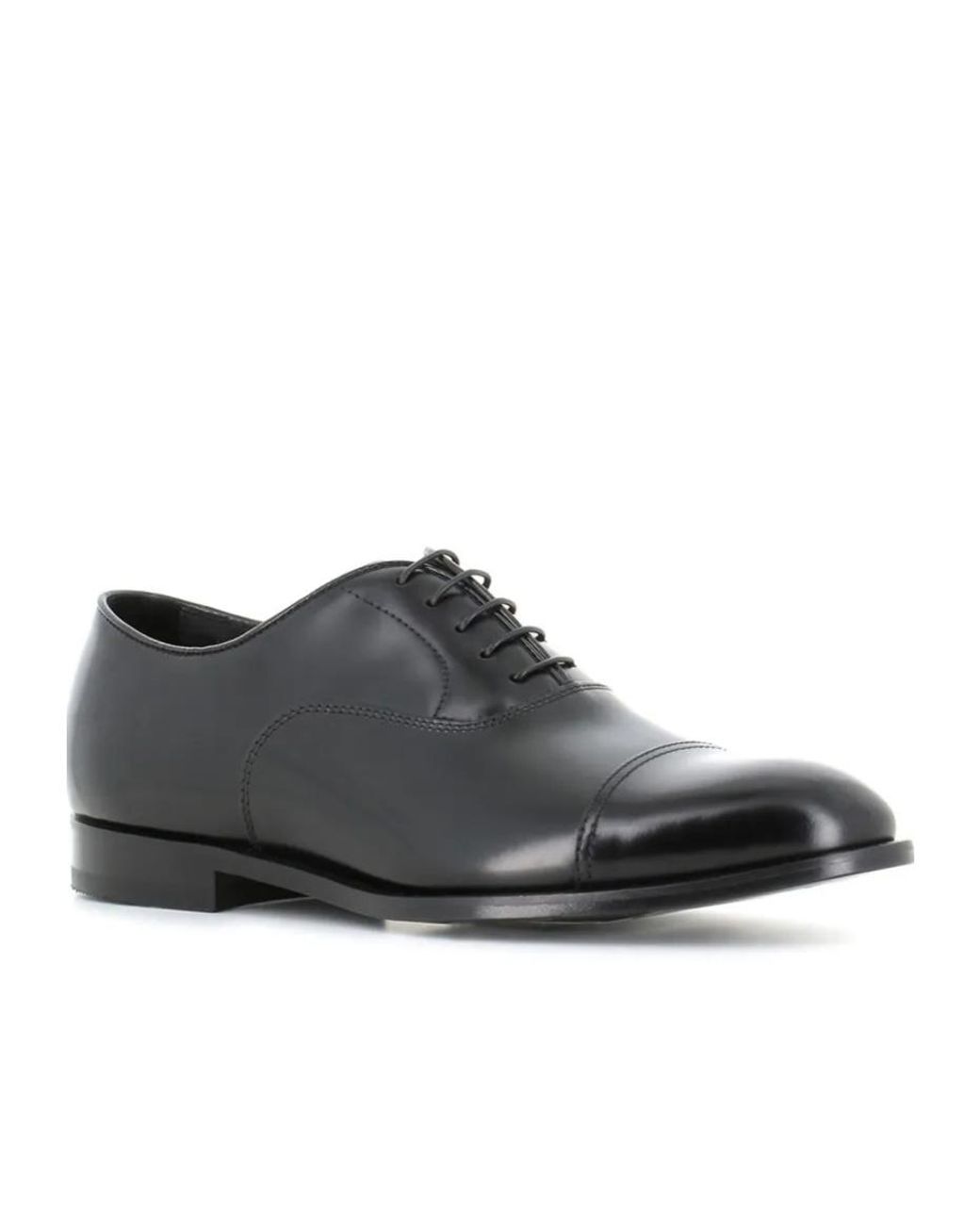 Doucal's Black Round Toe Oxford Shoes for men