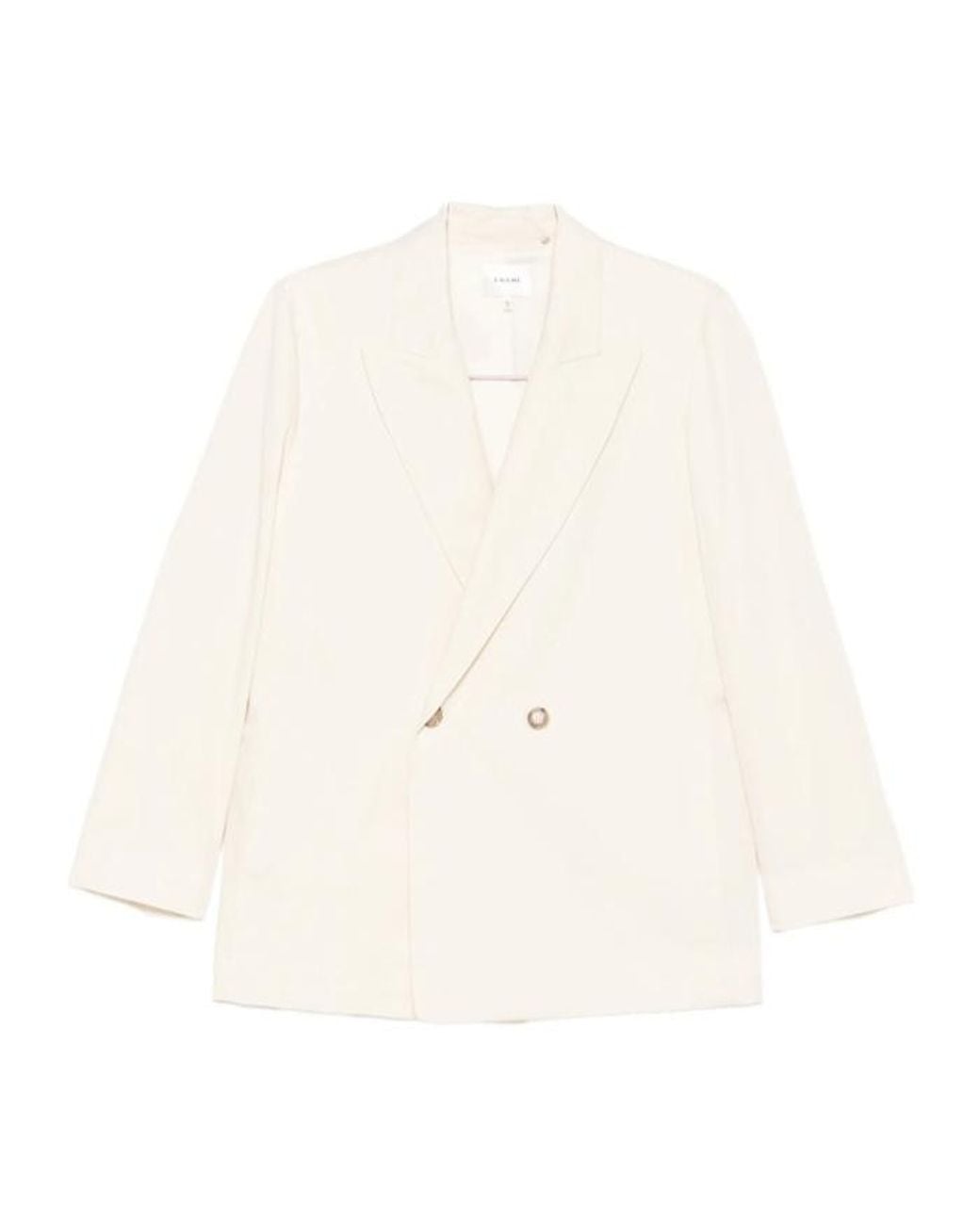 FRAME White The Lounge Double-Breasted Peak-Lapel Blazer