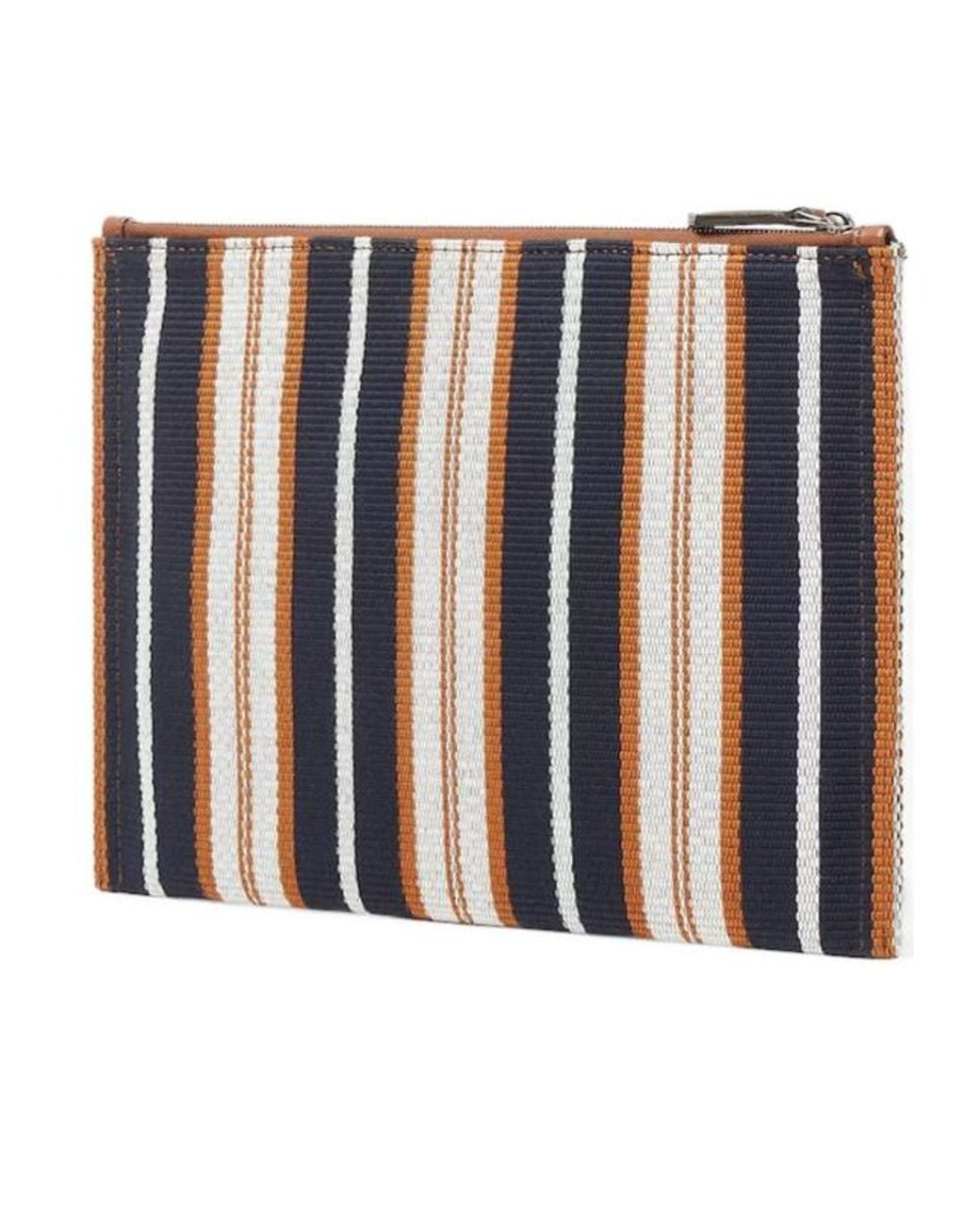 Fendi Black Signature Striped Flat Medium Pouch for men
