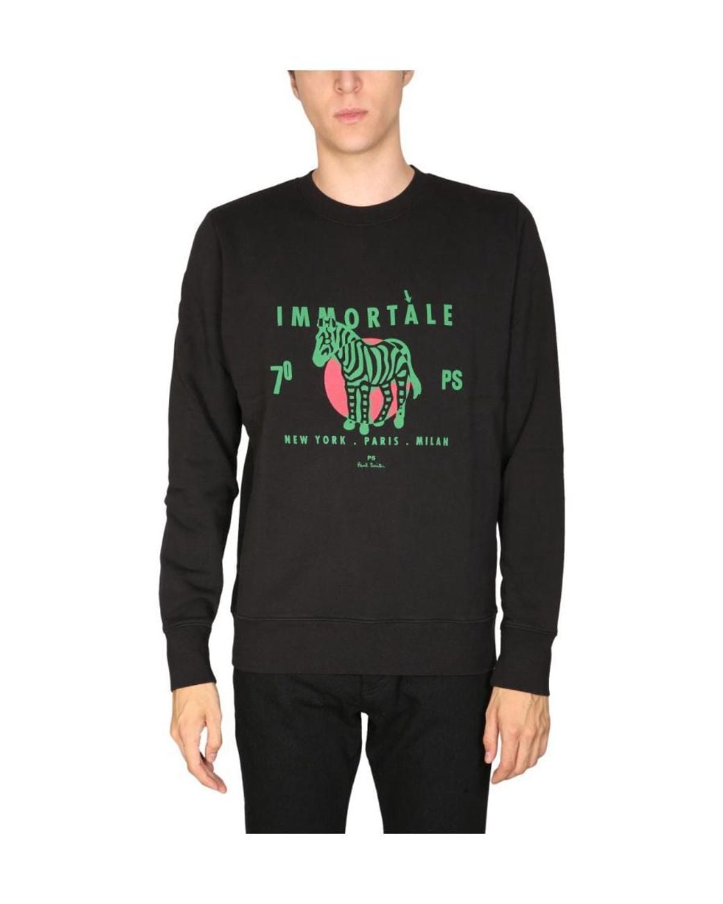 Paul Smith Black 'Immortale Zebra' Organic Cotton Sweatshirt for men