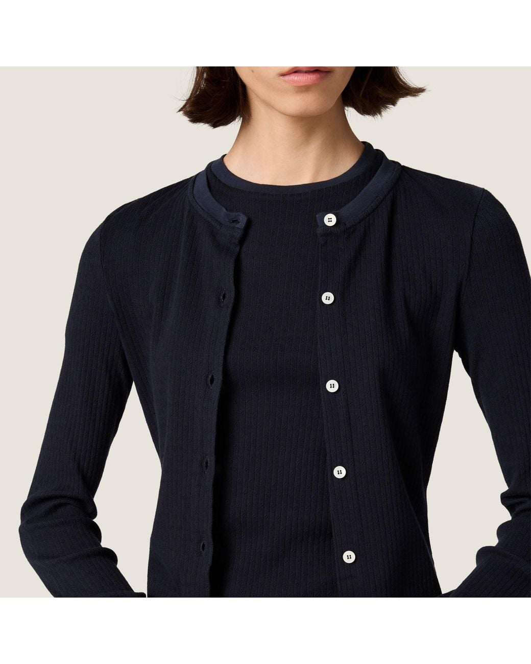 Miu Miu Black Pointelle Cotton T-Shirt