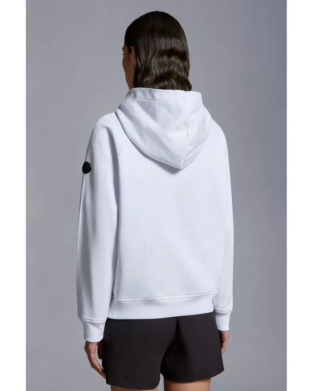 Moncler White Appliqué-Logo Cotton Hoodie