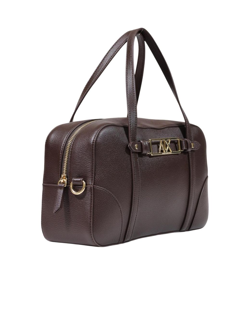 ARMANI EXCHANGE Brown Logo-Plaque Leather Tote Bag