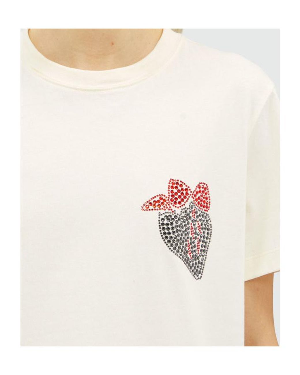 MSGM White Crystal-Embellished Crew-Neck T-Shirt