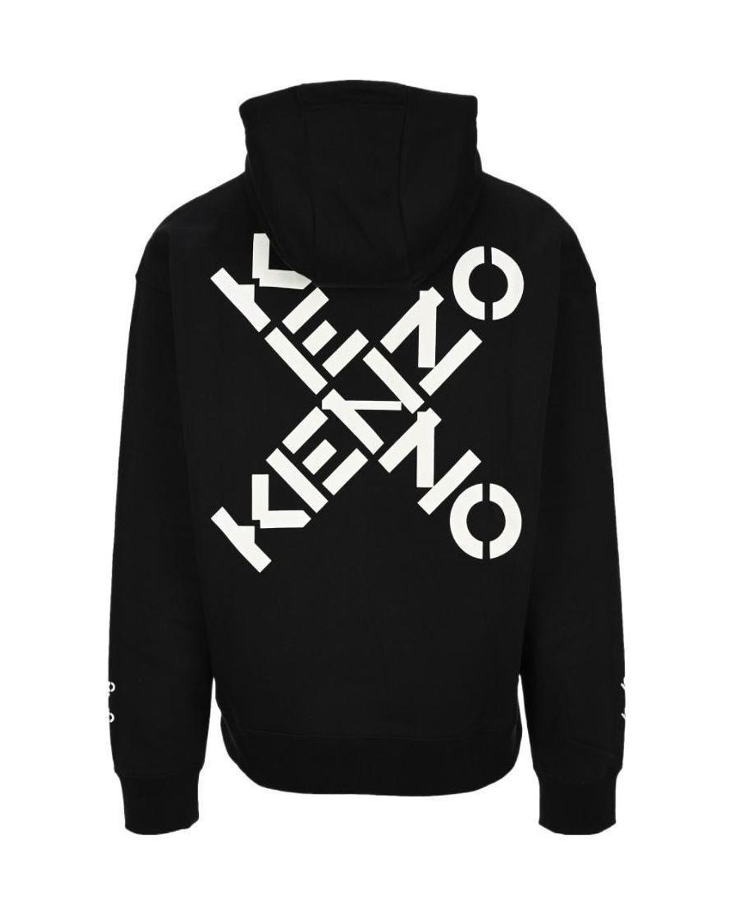 KENZO Black Logo-Print Hoodie for men