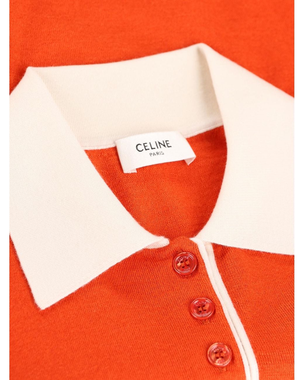 Céline Orange Polo Sweater