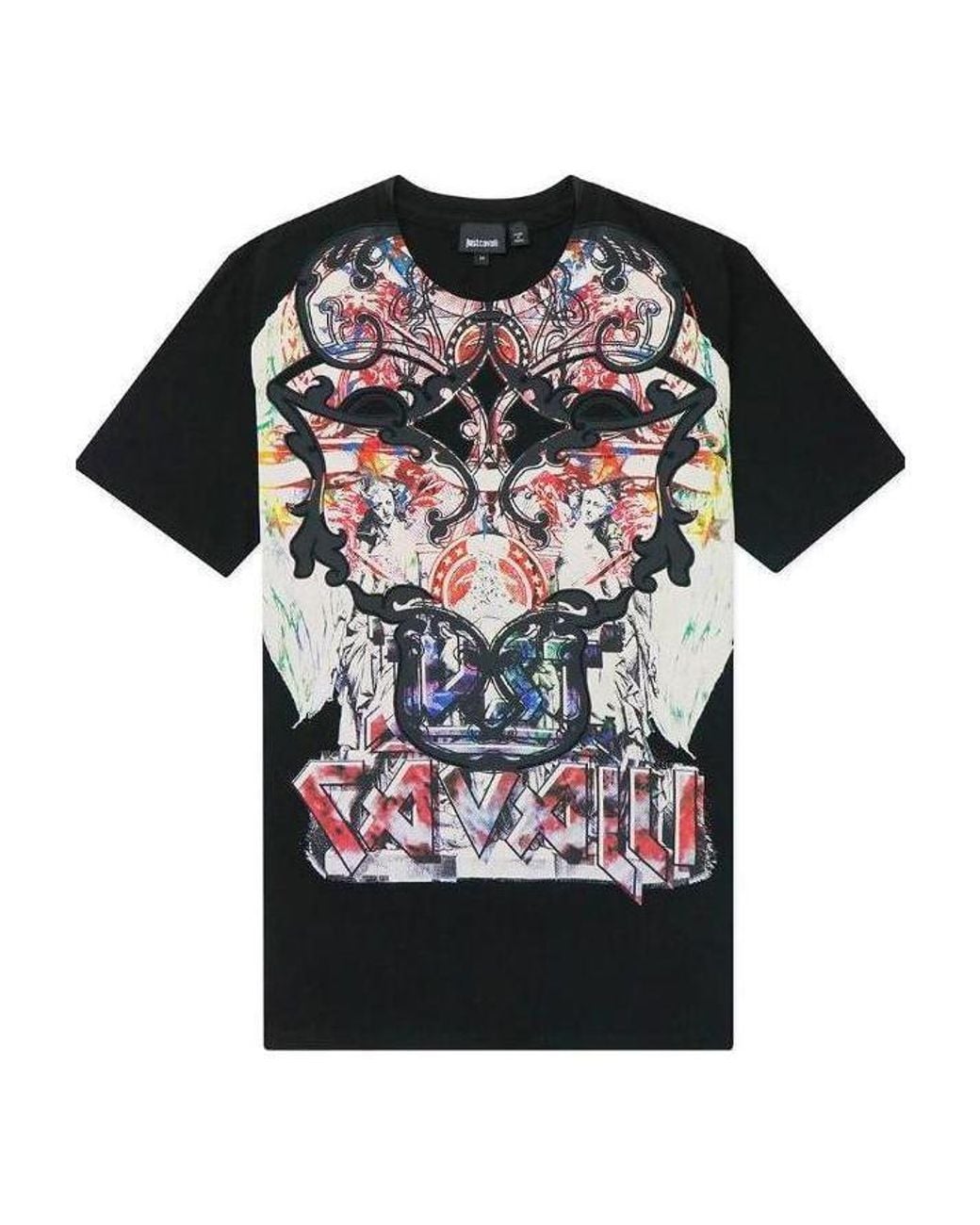 Just Cavalli Black Printed T-Shirt for men