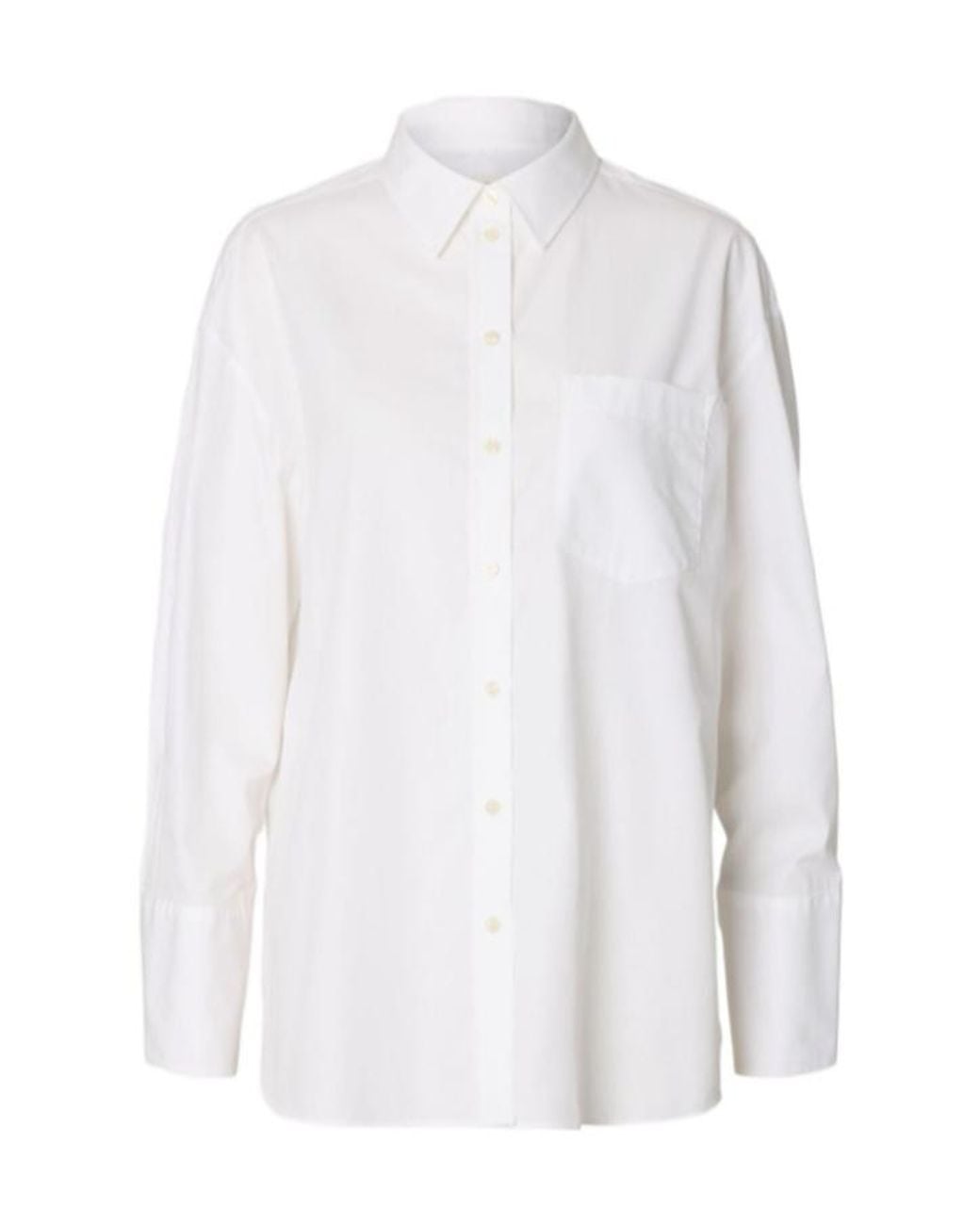SELECTED White Chest-Pocket Shirt