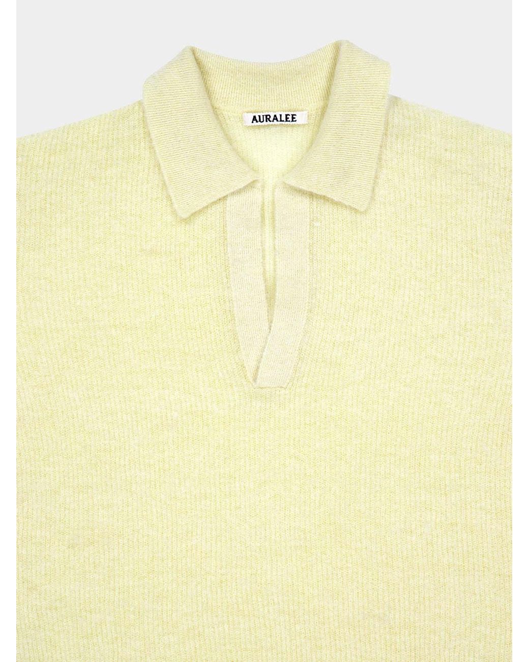 Auralee Yellow V-Neck Knit Top