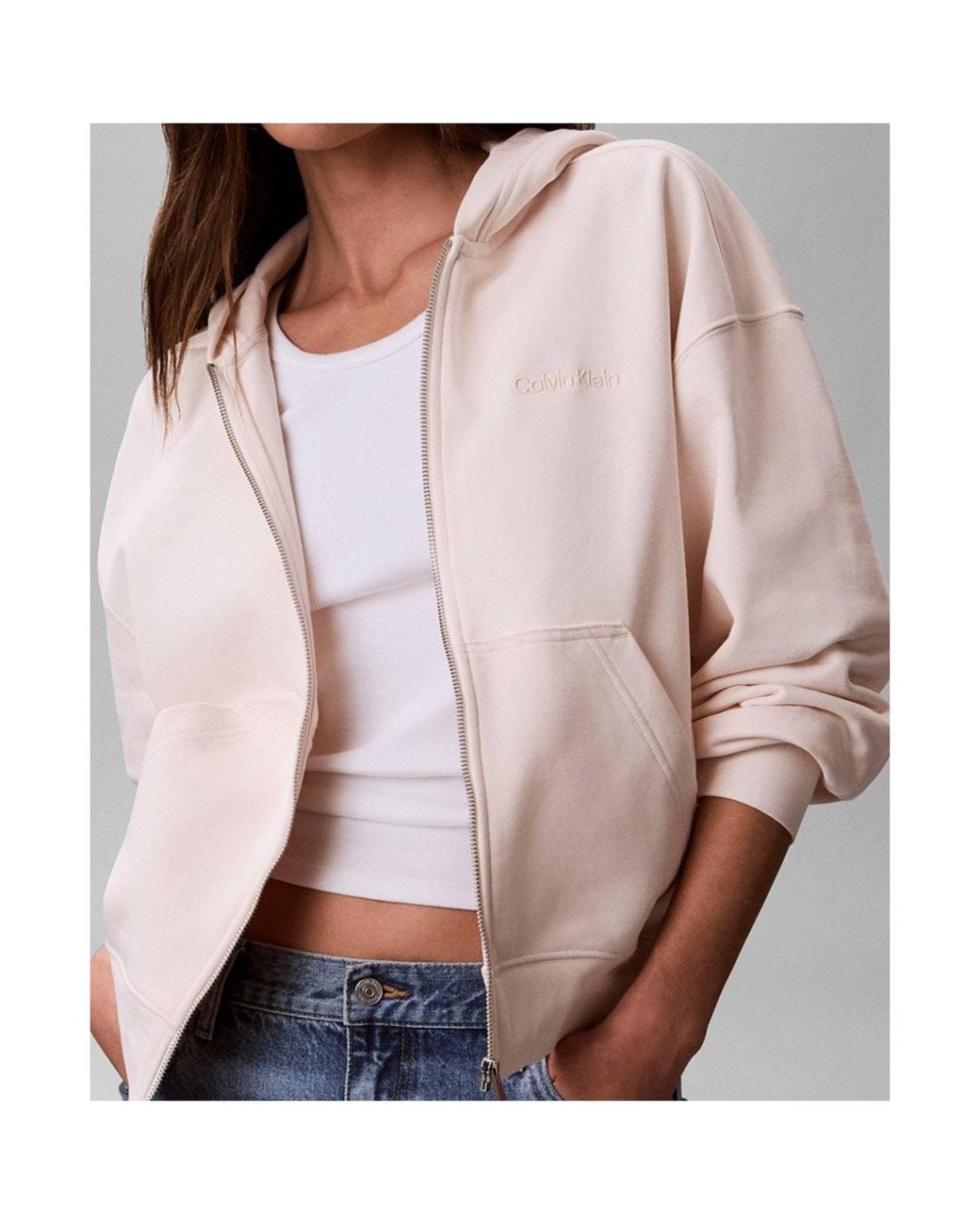 Calvin Klein Natural Zip-Up Hoodie