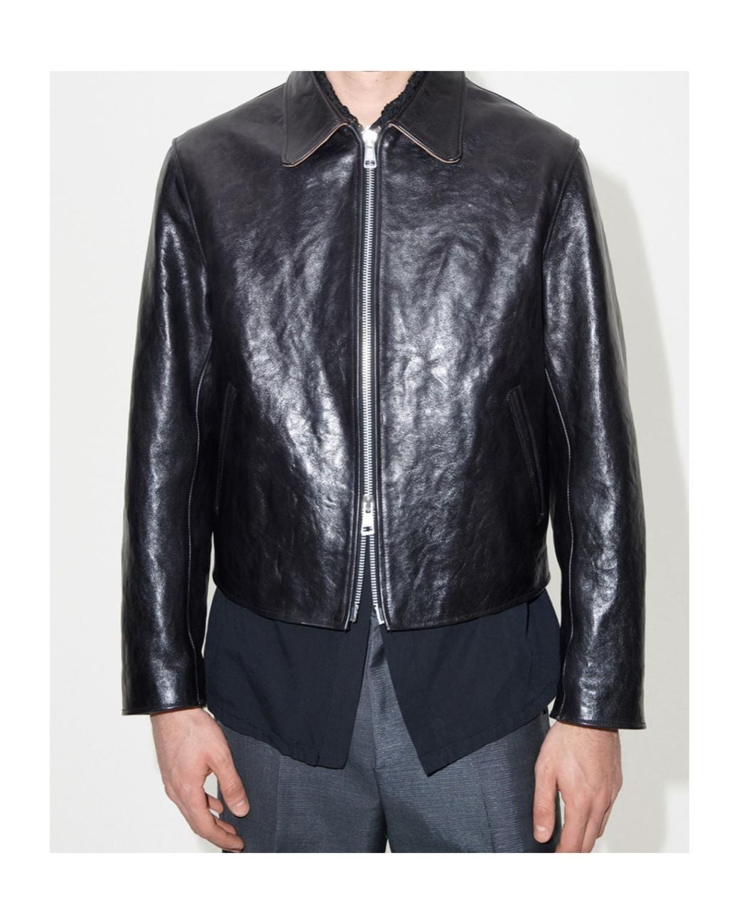 Our Legacy Black Top Dyed Leather Mini Jacket for men