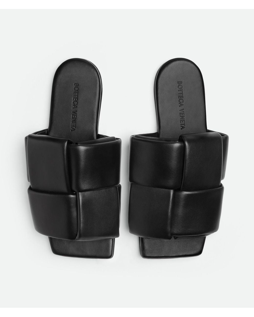 Bottega Veneta Black Padded Intreccio Mules for men