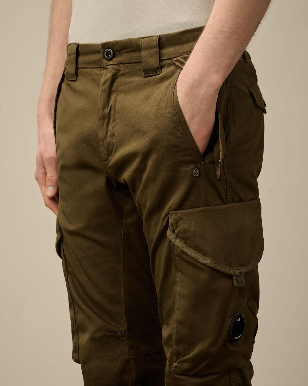 C P Company Green Belt Loop Track Pants for men