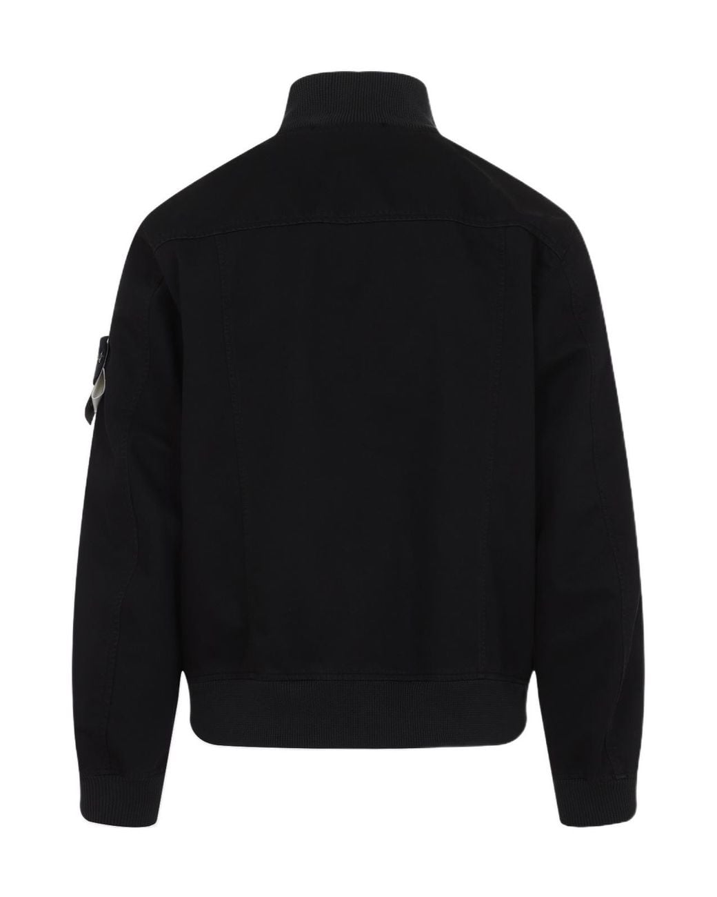 Stone Island Black Compass Patch High-Neck Bomber Jacket for men