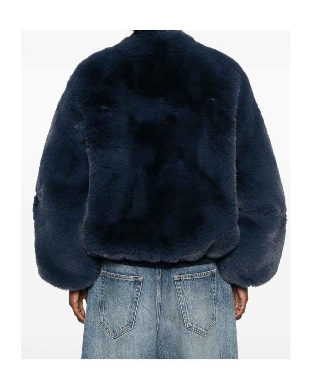 Frankie Shop Blue Fauxfur Short Jacket