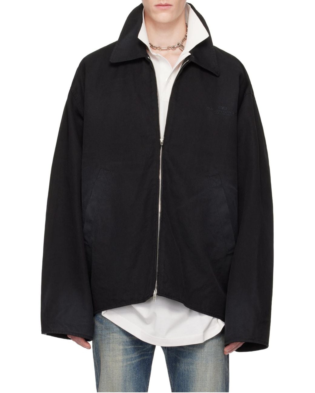 Balenciaga Black Bb Garderobe Embroidered Zipped Jacket for men