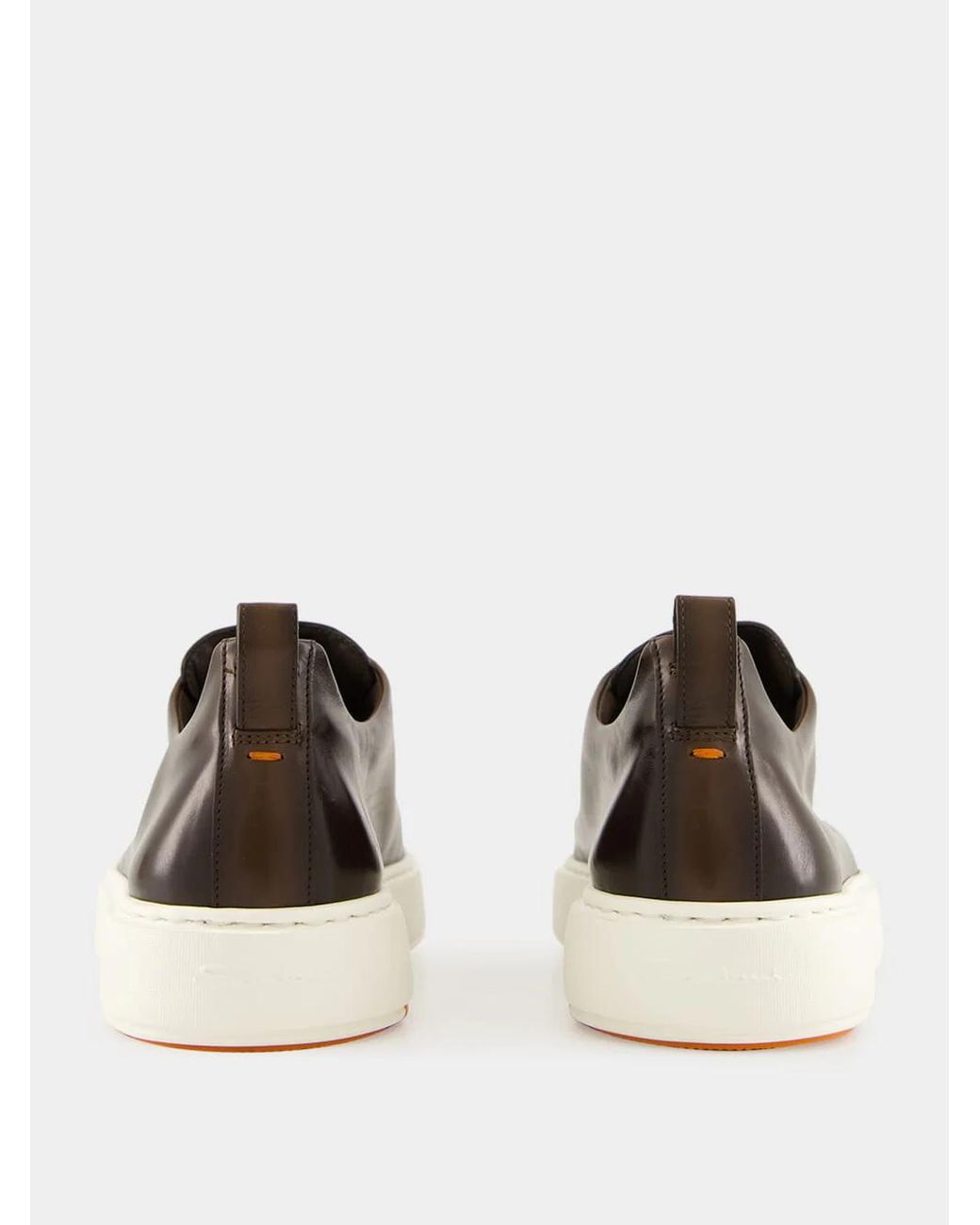 Santoni Brown Round Toe Slip-On Sneakers for men