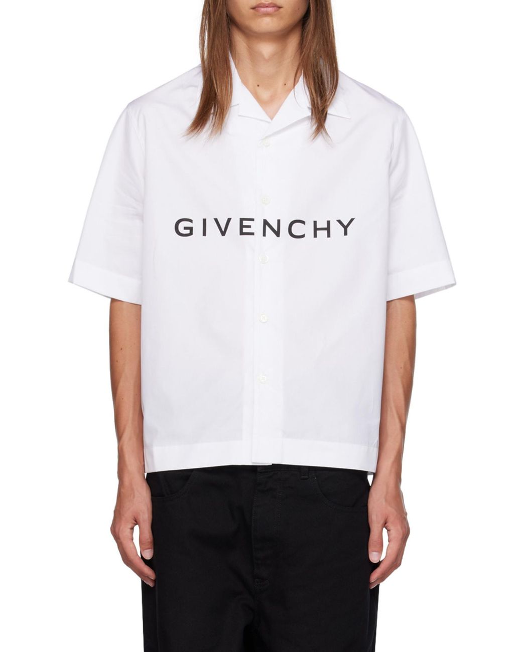 Givenchy White Logo Printed Short-Sleeved Shirt for men
