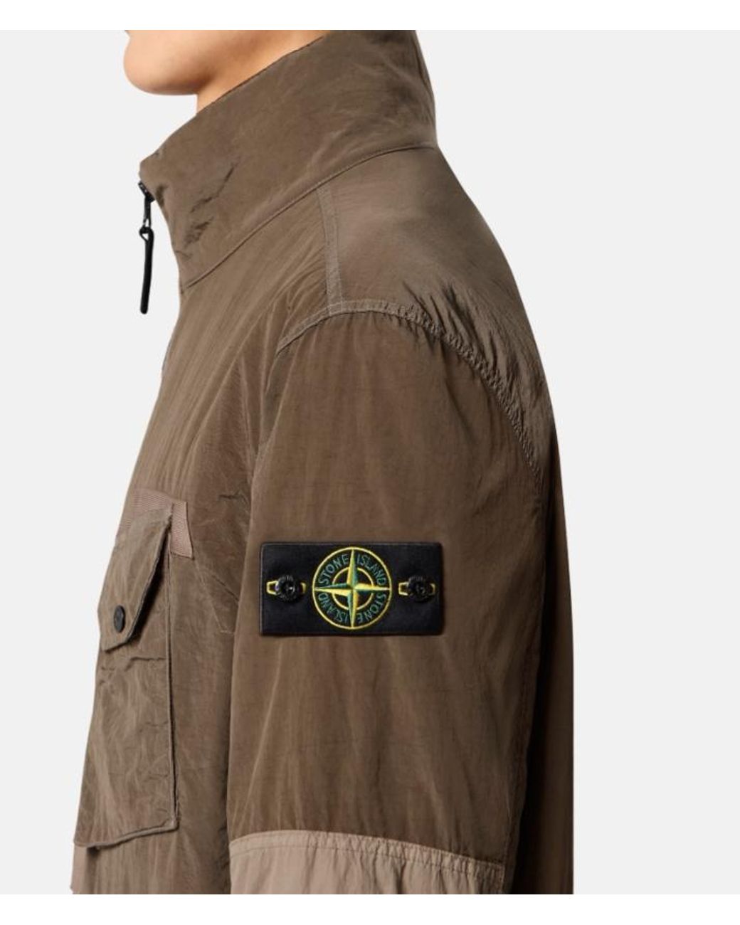Stone Island Brown Patch Pocket Zip-Up Jacket for men