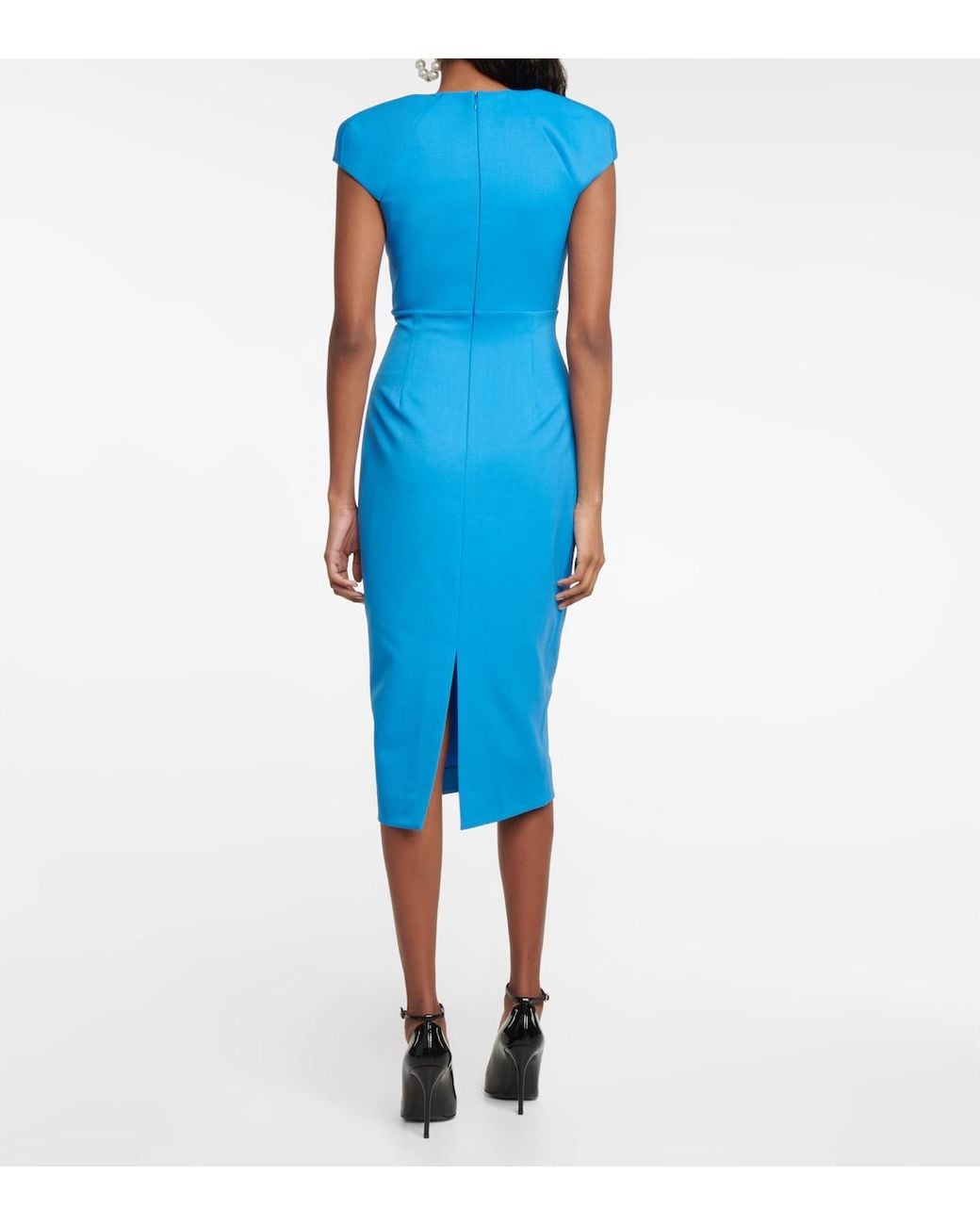 Roland Mouret Blue Sweetheart Ruffle Dress With Zip