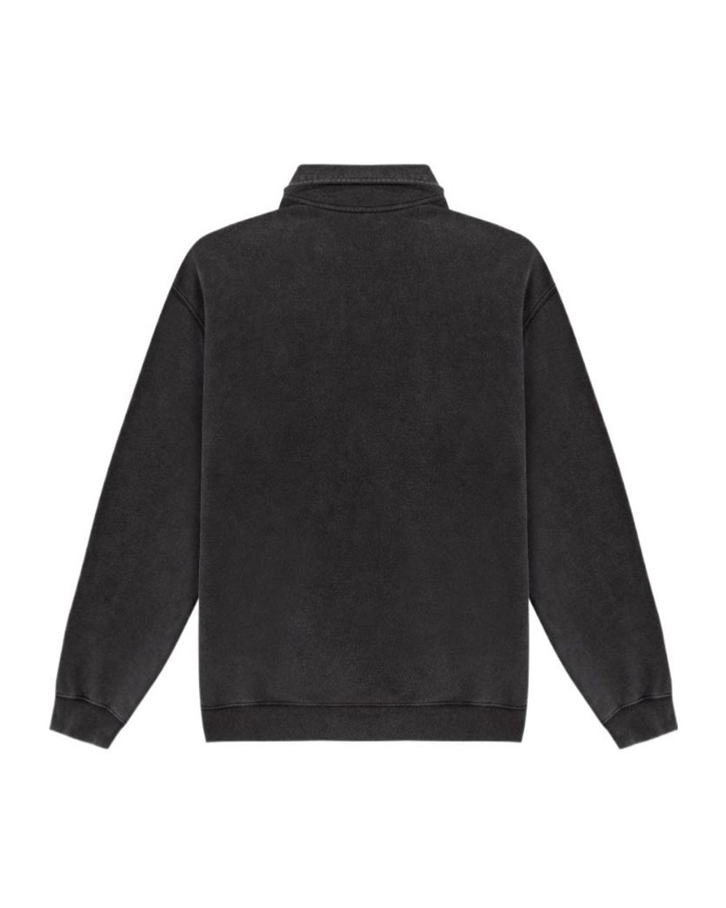 Maison Labiche Black Placide Quarter-Zip Logo-Patch Sweatshirt for men