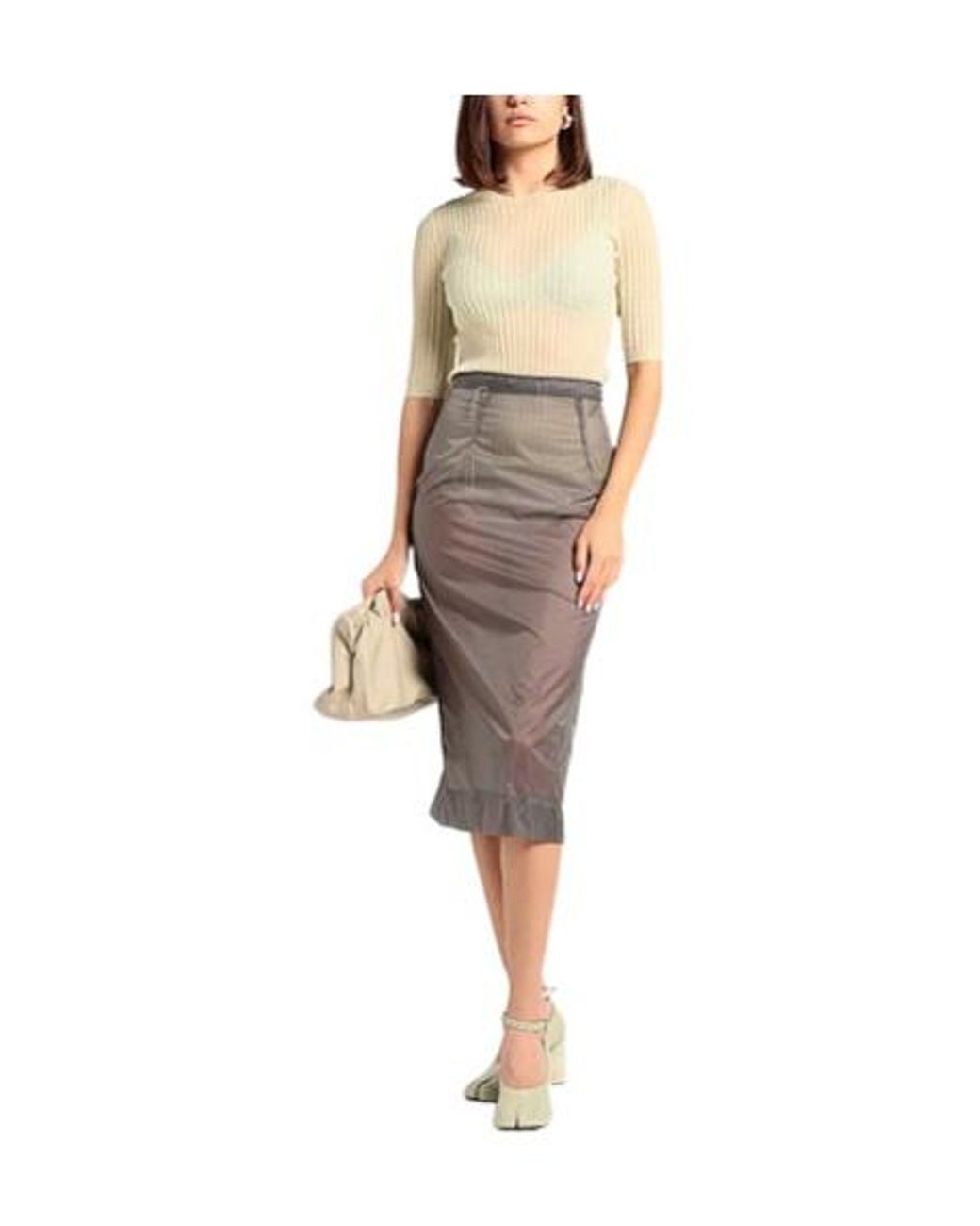 Maison Margiela Gray Solidcolor Flared Skirt