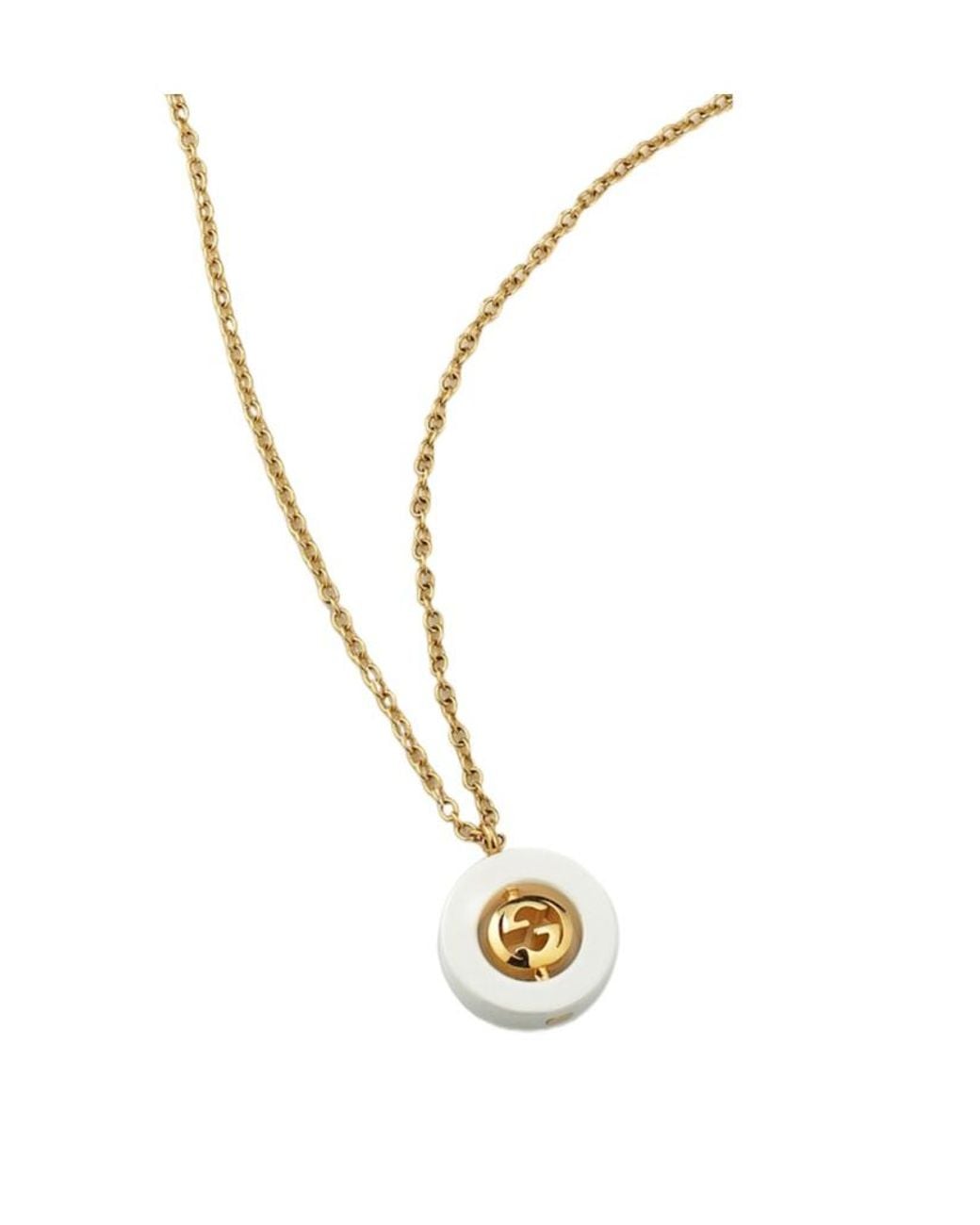 Gucci White Interlocking Pendant Necklace