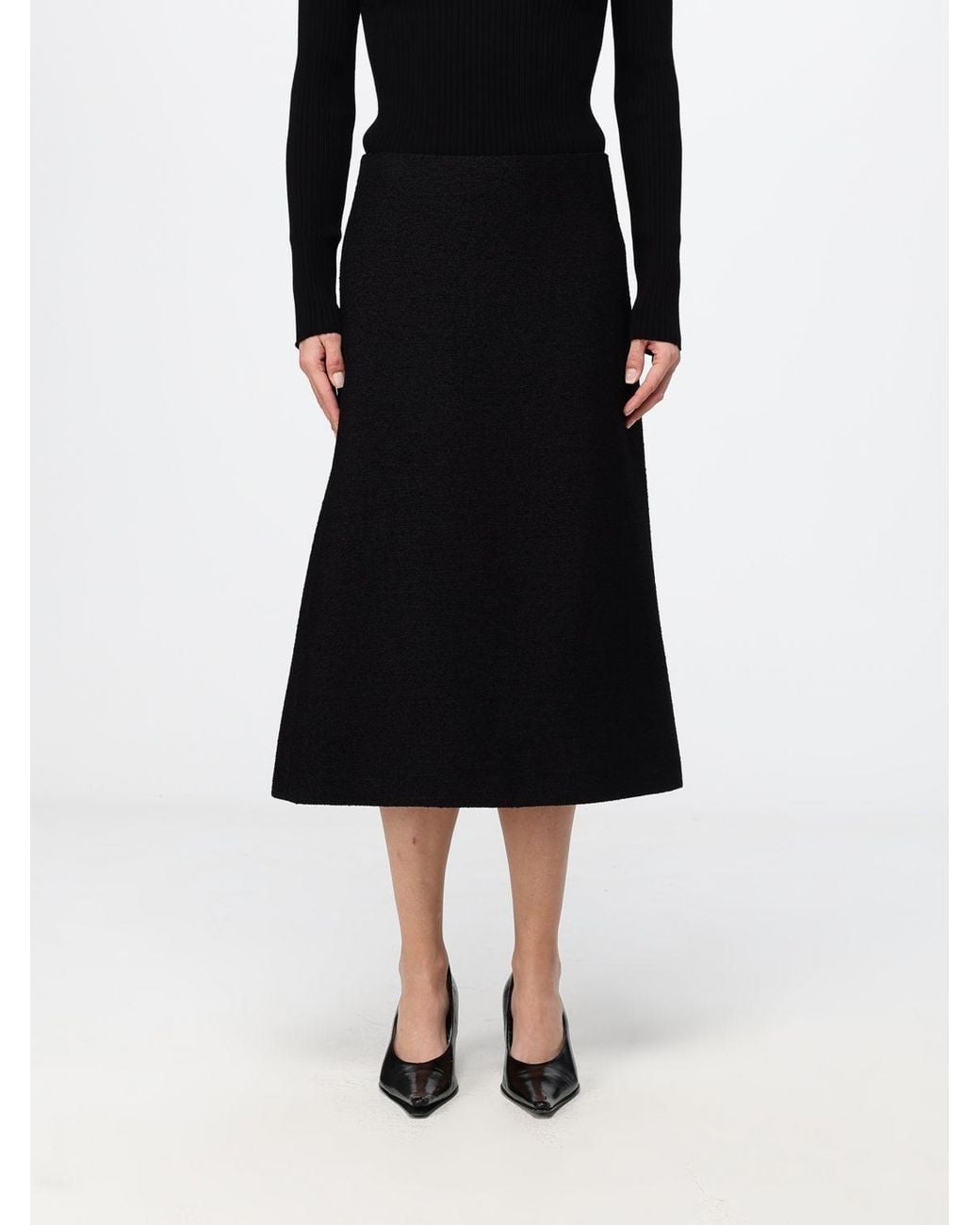 Fendi Black A-Line Midi Skirt
