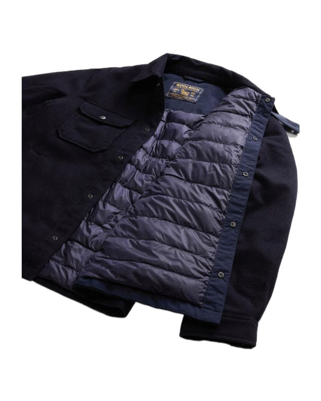 Woolrich Blue Padded Alaskan Overshirt for men