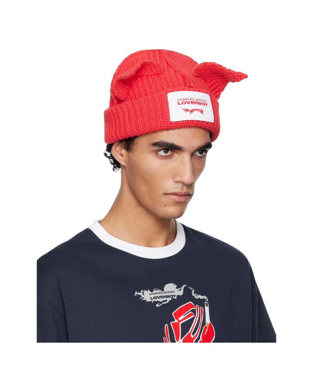 charlesjeffreyloverboy Blue Ears-Detail Beanie for men