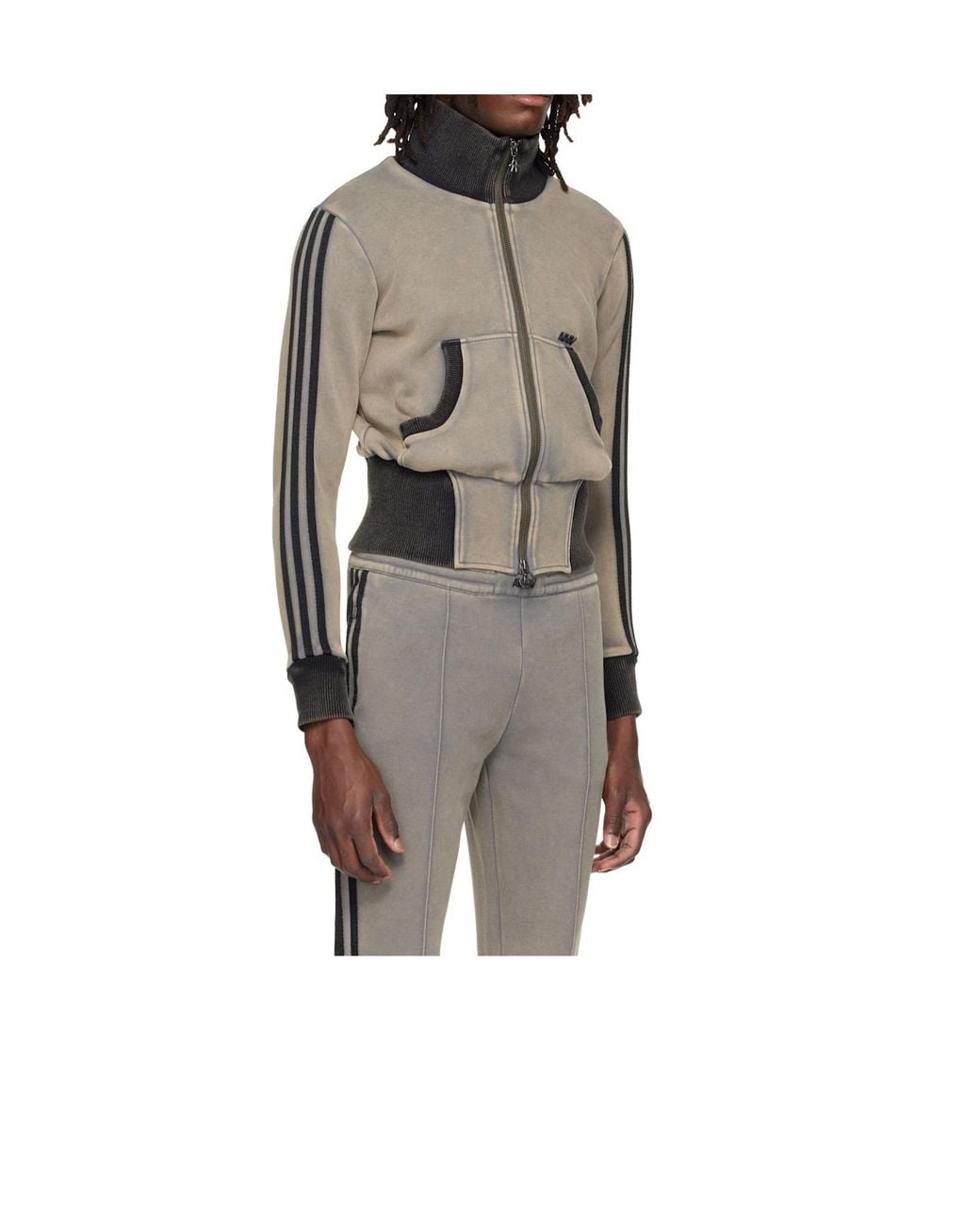 AVAVAV Gray X Adidas Originals Long-Sleeve Stand Collar Sweatshirt for men