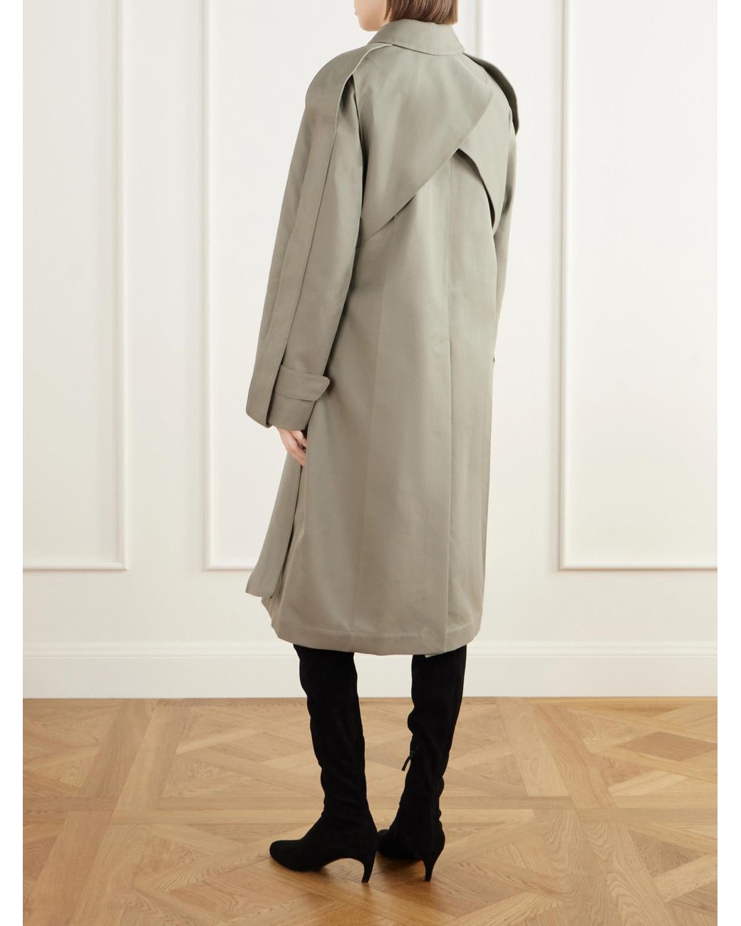 Victoria Beckham Natural Belted Cotton-Gabardine Trench Coat